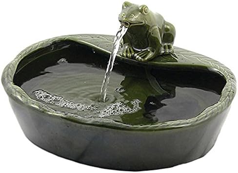 ASC Solar Powered Ceramic Green Frog Water Fountain Kit Garden Patio Bird Daytime Running Version