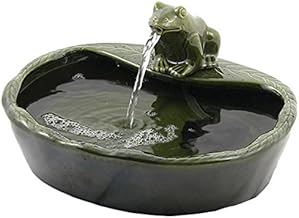 ASC Solar Powered Ceramic Green Frog Water Fountain Kit Garden Patio Bird Daytime Running Version