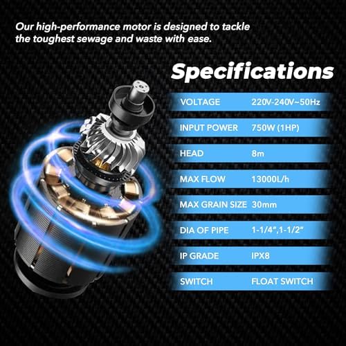 Image of DAMOR ECO 75 1 HP LB Sewage Pump | Water Pump | Submersible Sewage Pump