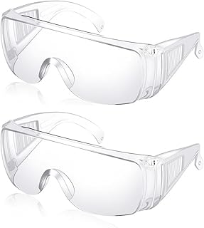 2 unidades óculos de segurança, óculos de proteção de trabalho, óculos protetores transparentes com proteção anti-embaciamento e UV, leves, resistentes a riscos, para uso laboral e desportivo