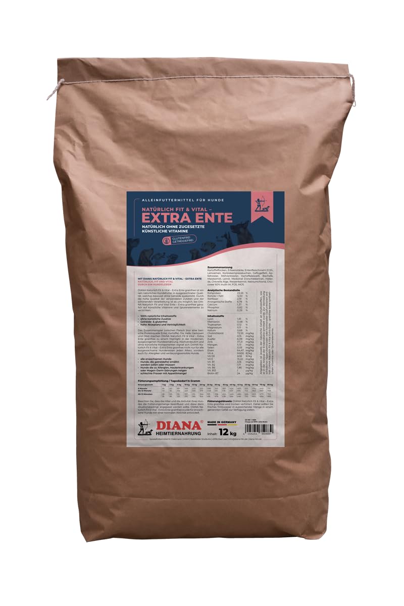 DIANA Natürlich Fit & Vital - Extra Ente/getreidefrei/Hundefutter ohne synthetische Vitamine und Mineralstoffe (2X 12 kg)