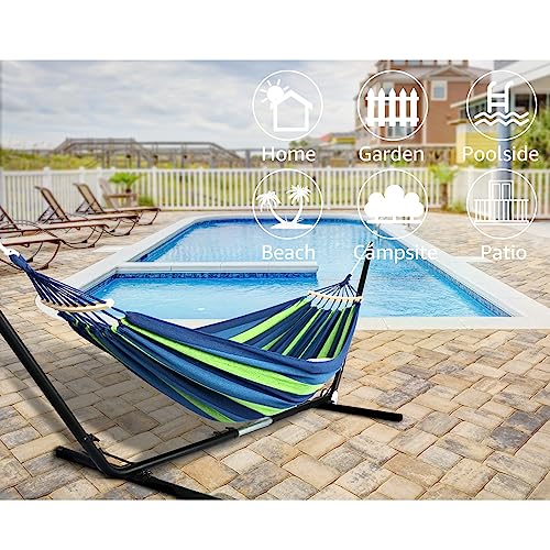 Anyoo Garden Cotton Hammock Comfortable Fabric Hammock With Spreader Bar Durable Hammock Up To 450Lbs Portable Lightweight Hammock With Travel Bag,Perfect For Camping Outdoor/Indoor Patio Backyard #TOP5