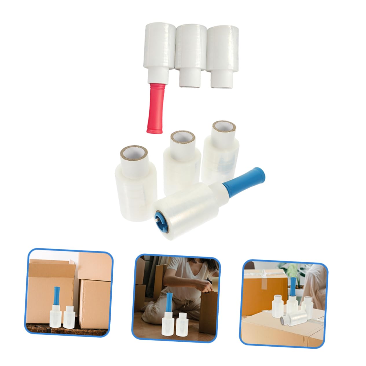 LALAFINA Membrana De Manija Retráctil Rollo De Film Estirable Industrial Film Autoadhesivo Para Mudanzas Color De Manija Aleatorio Para Embalar Cajas y Paquetes De Transporte