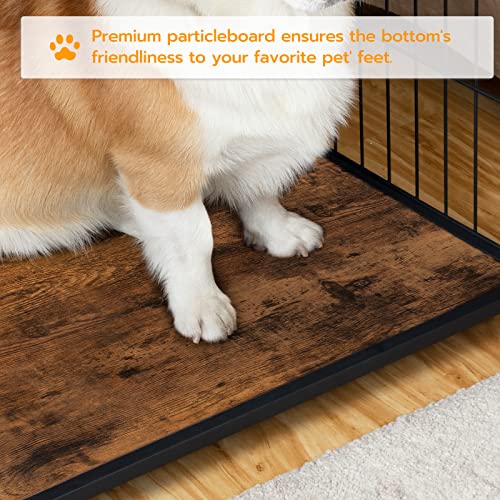 Hoobro Dog Crate Furniture, Wooden Dog Crate, Dog Kennels With 3 Doors Indoor, Decorative Mesh Pet Crate End Table For Medium/Small Dog, Chew-Resistant Dog House, Rustic Brown And Black Bf83Gw03 #TOP7