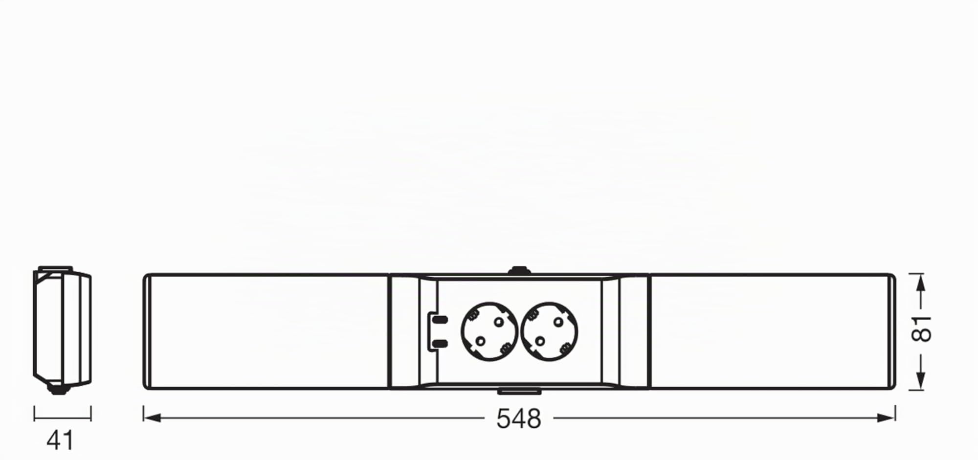LEDVANCE Unterbauleuchte mit 2 Steckdosen und 2 USB-C-Anschlüssen, breite Flood-Strahlung (Flutlicht), 10 W, 500 lm, 3000 K, 830 warmweiß, dimmbar, weißes Set aus Kunststoff (PC), IP20