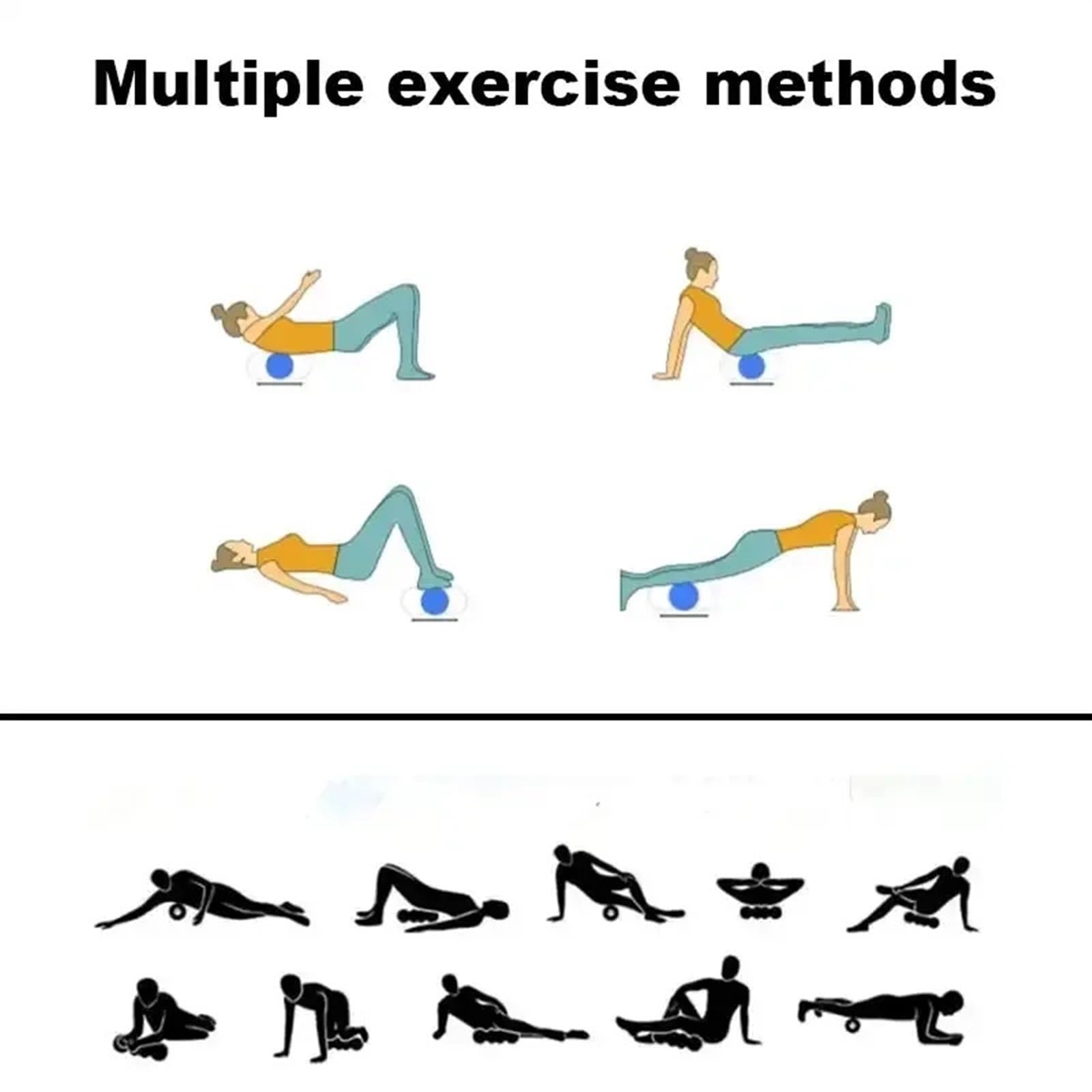 Rullo In Schiuma Rullo di schiuma Massaggio muscolare Forma ossea EPP Palestra Yoga Rilascio miofasciale Rotolo Colonna Sport Albero Fitness Lombare Schiena(Black blue)
