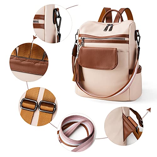 Image of OPAGE Leather Backpack Purse for Women Fashion Designer Ladies Shoulder Bags Travel Backpack With Wristlet