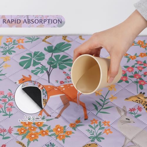 Image of IEUUMLER Washable Pee Pads for Dogs, 2 Pack Reusable Waterproof Puppy Pads, Non-Slip Super Absorbent Dog Training Pad for Playpen Crate Bed EU013 Dusty Lavender Jungle, 30x20
