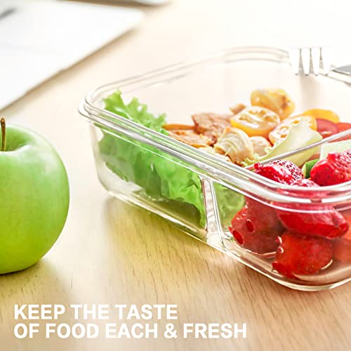 Bayco 10 Pack Glass Meal Prep Containers 2 Compartment, Glass Food Storage Containers With Lids, Airtight Glass Lunch Bento Boxes, Bpa-Free & Leak Proof (10 Lids & 10 Containers) - Grey #TOP5