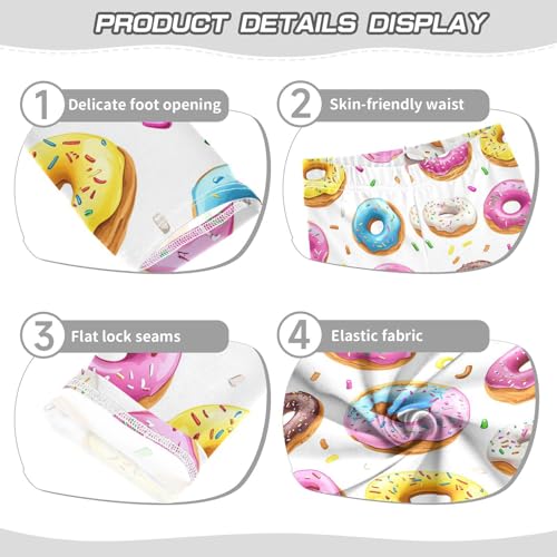 Wusikd Doughnuts Girls' Leggings Toddler Doodles Colorful Kids Yoga Pants Dance Active Tights 4T3