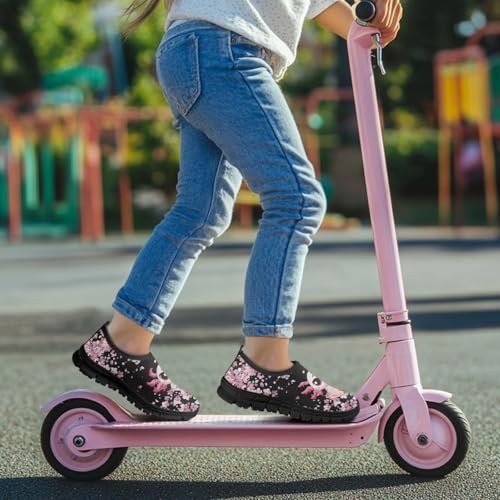 Girls Tennis Shoes Kids Cartoon Slip On Walking Sneakers Breathable No Laces Mesh Shoe for Beginners Size 11-15 Black Sole4