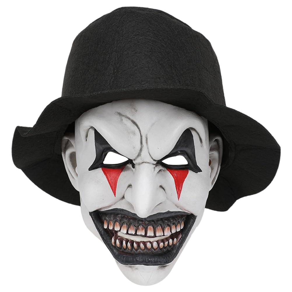 GVMJHYK Mascara Payaso Halloween, Terror Máscara De Látex de Payaso Aterrador Con Sombrero para Halloween, Accesorios de Disfraz para Adultos para Fiesta de Disfraces de Carnaval Hallo-ween