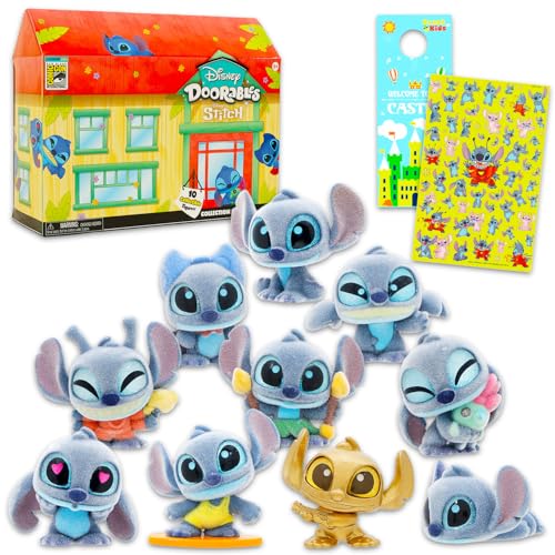Stitch Doorables Collection Peek Set - Bundle with 2024 SDCC Exclusive 8 Doorables Mini Figures Plus Stickers More | Disney Stitch Mini Figures Comic Con Collectible Set