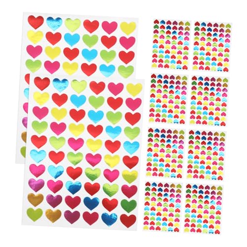 Gatuida 2100 piezas Pegatinas Adhesivas Corazón Coloridas para Recompensas Etiquetas de Codificación Escolar Decoración Álbum Diario Manualidades