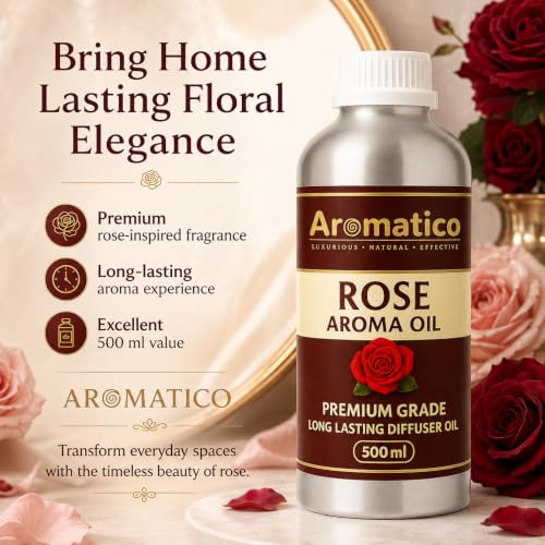 Image of AROMATICO Rose Diffuser Oil with Strong, Long-Lasting Aroma | Refresh Homes, Offices & Showrooms | Aromatherapy, Diffusers, Air Purifiers, Vaporizers - 500ML