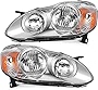 LBRST Headlight Assembly For Toyota Corolla 2003-2008 Chrome Housing Amber Reflector Clear Lens Driver and Passenger Side Headlamp