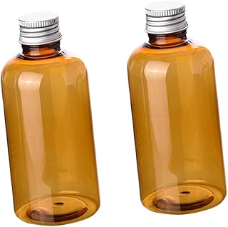 10 Piezas Botellas Plásticas Transparentes con Tapa de Aluminio y Tapón Interior de Unidades para Maquillaje y Lociones Resistentes y Reutilizables Color Marrón Interior y