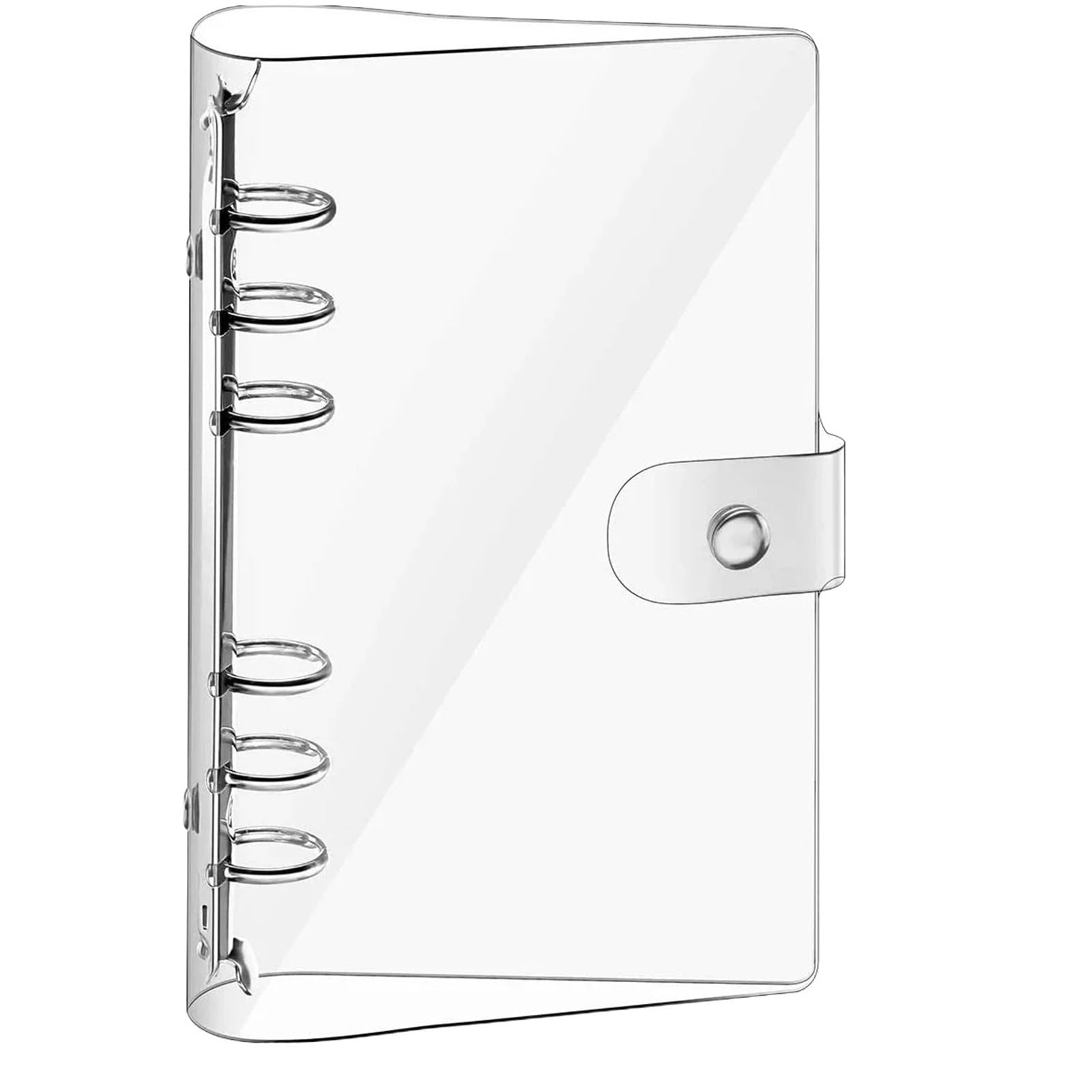 Clip foglie sciolte in metallo multicolore, Meccanismo raccoglitore ad anelli 4 pezzi Chiusura con bottone a pressione a 6 copertine for agenda A5-A6-A7 Trasparente(A6)