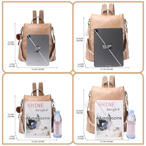 Image of CHERUTY Women Backpack Purse PU Leather Anti-theft Casual Shoulder Bag Fashion Ladies Satchel Bags