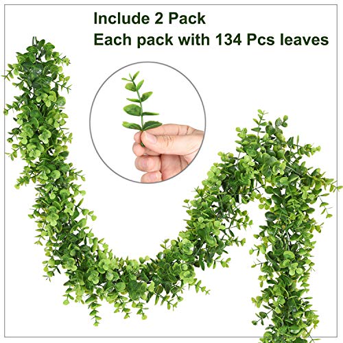 Dearhouse Faux Eucalyptus Garland Plant, 2 Pack Artificial Vines Hanging Eucalyptus Leaves Greenery Garland For Wedding Backdrop Arch Wall Decor, 6 Feet/Pcs Uv Protected Indoor Outdoor #TOP3
