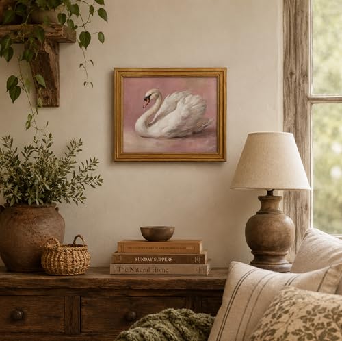 Image of NALEPS Vintage Swan Framed Wall Art, Swan Picture Wall Decor,12x16 In
