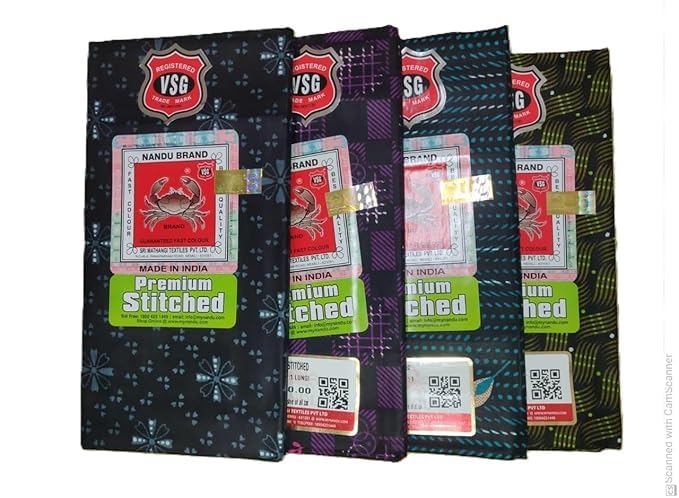 Image of Nandu Brand Men's Cotton Stitched New Printed Lungies - Premium Wear, 2.25 mtr