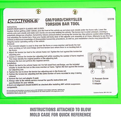 OEMTOOLS 37278 Torsion Bar Unloading Tool, Torsion Bar Tool, Torsion Key Removal Tool, Torsion Key Tool, Torsion Spring Replacement, Torsion Bar Kit - Thumbnail 7