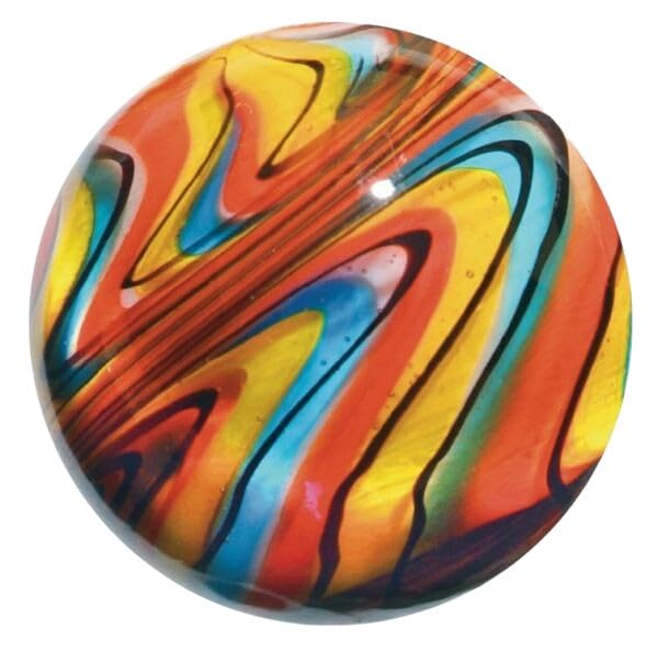 Generic 25mm Figaro Handmade Art Glass Marbles PK 3 Red Yellow Blue White Black Swirls