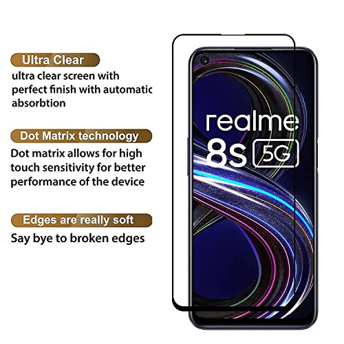 Image of Screen Protector for Realme 8s 5G | 8 5G (Black) Tempered Glass Edge-to-Edge 6D Screen Guard With Installation Kit