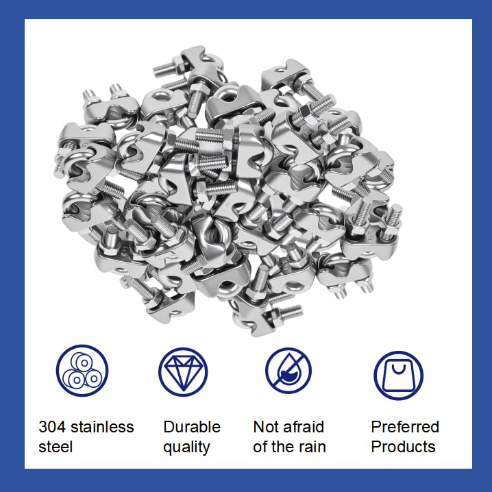 20 Pcs 1/8 inch Stainless Steel Wire Rope Cable Clamp Clips,Wire Rope Clamp for Various Commercial, Industrial, and Residential Projects. (M3, 20) - Image 5