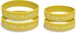 ElmRidge Egg Allergy Wristband, Egg Allergy Bracelet,Egg Allergy Silicone Bracelet,Medical Silicone Wristband,Awareness Bracelet,Gift for Son,Daughter,Yellow Color(Inculde Both Medium&Small)
