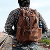 Rucksack aus Leder, lässig, Unisex, Segeltuch, Rucksack, Schultertasche, Schultertasche im Freien, kaffee, 27.9 x 16 x 41.9 cm #1