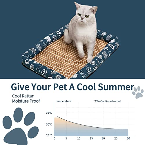 Summer Pet Self Cooling Mat Cat Bed For Indoor Cats Large Medium Small, Durable Dog Cat Sofa Bed, Sleeping Cozy Cool Rattan Mat Puppy Cat Beds With Non-Slip Bottom (29"X24"X2.36", A) #TOP27