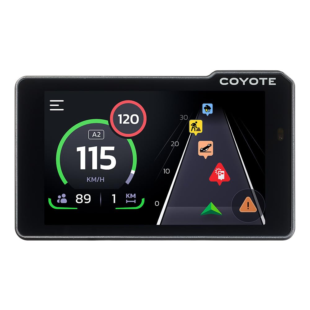 Coyote MAX(España) - Asistente de conducción - Avisador de Radares - Asistente de Voz y Pantalla táctil 4" - Alertas de límites de Velocidad- Alertas de radares, tráfico e incidencias en Tiempo Real
