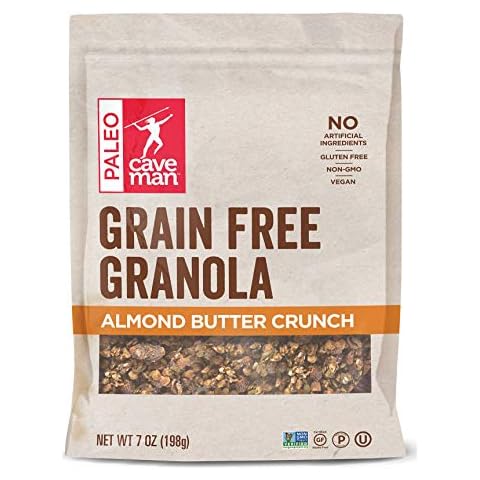 Caveman Foods Grain Free Keto Granola, Almond Butter Crunch Vegan Granola Mix, 7 Ounce Pouch Cover