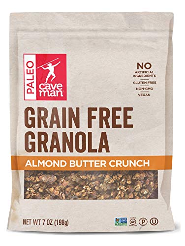 Caveman Foods Grain Free Keto Granola, Almond Butter Crunch Vegan Granola Mix, 7 Ounce Pouch