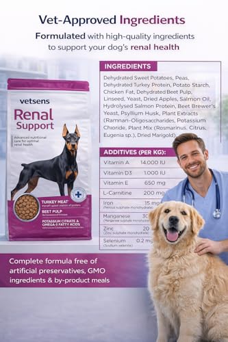 Image of Vetsens Renal Support Dog Food, Advanced Nutritional Care for Optimal Renal Health, Turkey Meat with Beet Pulp, 2 kg