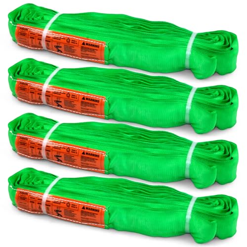 KODIAK STRAPS Endless Round Sling 5,300 lbs Vertical Rated, 10 Ft Industrial Rigging Strap, Construction Crane & Machinery Moving Hoist Loop, OSHA Compliant (4 Pack)