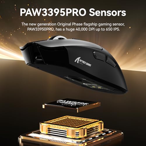 Image of ATTACK SHARK X1 Superlight Wireless Gaming Mouse with RGB Magnetic Charging Dock, BT /2.4G Wireless /Wired Gaming Mouse, PAW3395PRO Gaming Sensor, 40000DPI, 53g Office Mice for PC /Mac /Win /Xbox (Black)