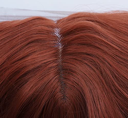 Rugelyss Fashion Glueless Auburn Copper Red 24Inch Long Natural Wavy Free Part Small Area Lace Front Wigs Heat Resistant Synthetic Hair Wig For Women (Copper Red) #TOP6