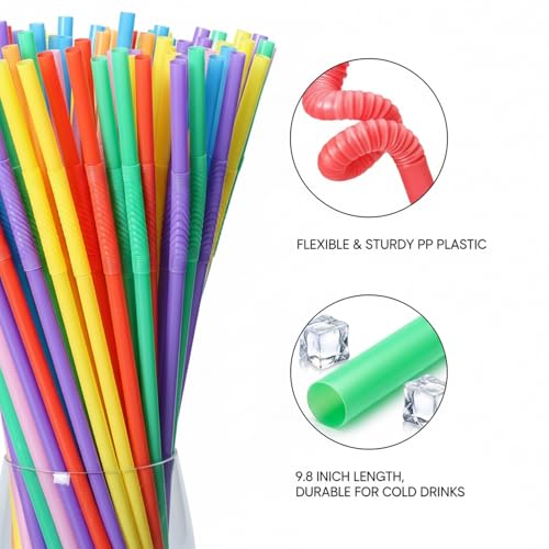 150 pitillos doblados de plástico multicolor 9.8 pulg miniatura 6