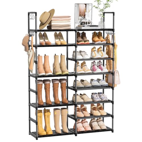 OYREL Shoe Rack Organizer 8 Tiers, Tall Shoe Racks Shelf Storage, 26-32 Pairs Vertical Large Rack,Stackable Shoes Racks for Entryway, Closet, Garage