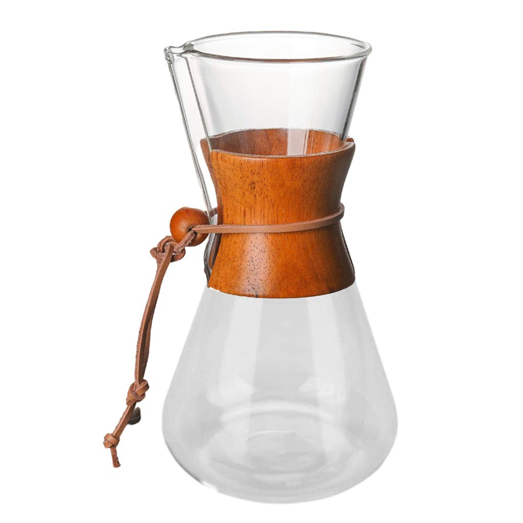 Cafetera de Vidrio Borosilicato con Filtro Manual Jarra para Preparar Café Dripper de Vertido Diseño Resistente Adecuada para Preparar Café en Casa, Sólo café, Individual