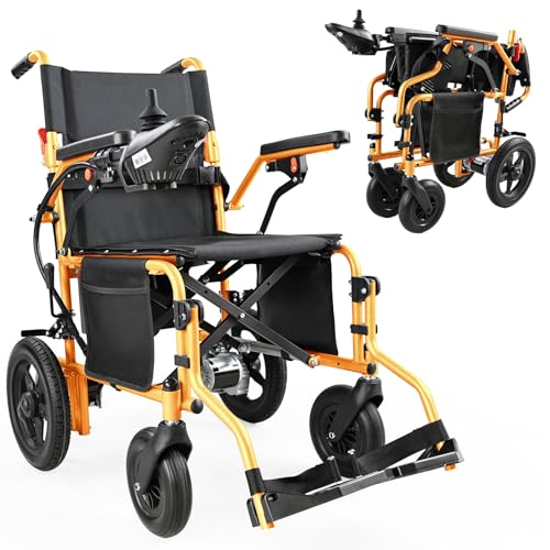 YF001 Zygenair Electric Wheelchair 330Lbs Capacity Durable Electric Wheelchairs for Adults, Lightweight Motorized Wheelchair with 12Ah Lithium Battery, Foldable Power Wheelchair (Orange, Standard)
