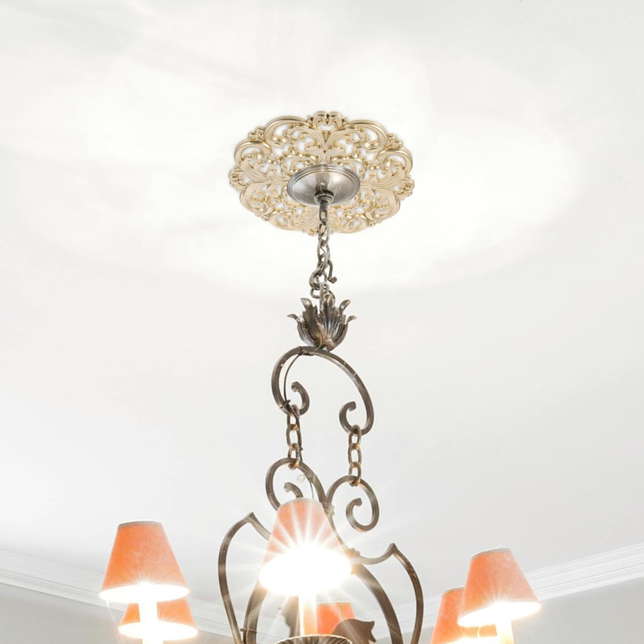 Golden Ceiling Medallion - Elegant Decor -7