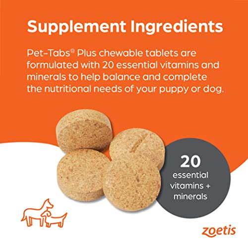 Pet-Tabs Plus Multivitamin And Mineral Supplement For Dogs With Special Nutritional Needs, Chewable Tablet, 60 Count Bottle #TOP4