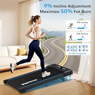 CHAOKE Walking Pad Treadmill with 9% Incline, 10KM/H Under Desk Treadmill for Home Office 2.75HP Quiet Motor Running Machines Max 330LBS Capacity with 12 HIIT Programs