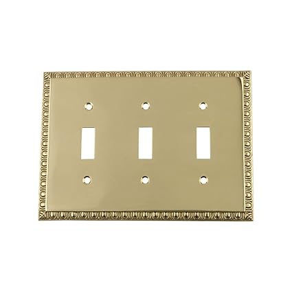 Nostalgic Warehouse 719976 Egg & Dart Switch Plate with Triple Toggle, Polished Brass