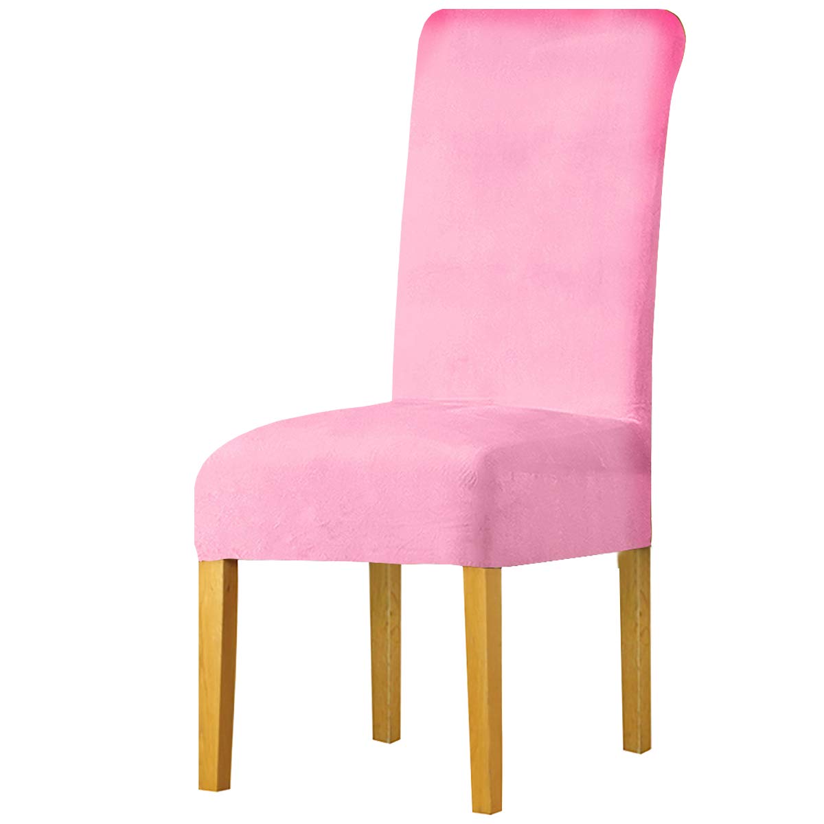 LANSHENG Stretchy Chair Covers for Dining Room Chairs,Stretch Spandex with Elastic Band Chaircover,Velvet Large Dining Chair Slipcovers for Restaurant Hotel Party Banquet (Pink,4 Pack(M))