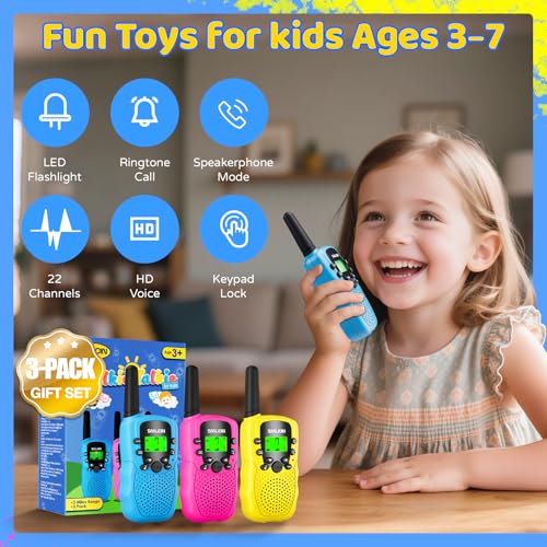 Image of Walkie Talkies for Kids Rechargeable, 2000 mAH Last 3-4 Days 2 Way Radios Toys for 3-12 Year Old Boys Girls to Outside, Camping, Hiking Birthday Holiday Easter Basket Stuffers Presents